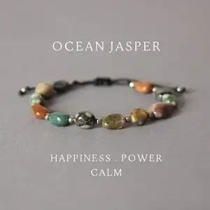 Ocean Jasper Crystal Pisces Gift Stacking Hand Ocean Jasper Jewelry Natural Stone Bracelet