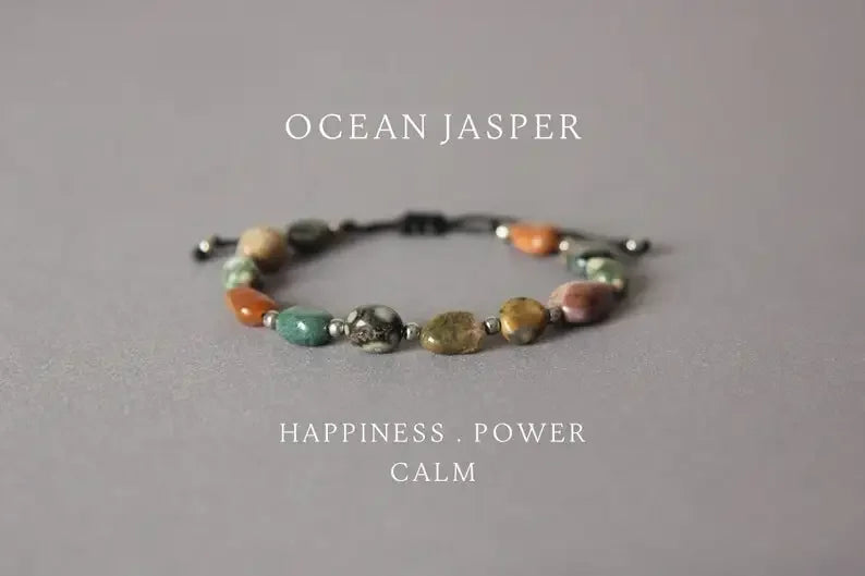 Ocean Jasper Crystal Pisces Gift Stacking Hand Ocean Jasper Jewelry Natural Stone Bracelet