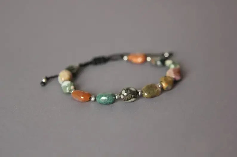 Ocean Jasper Crystal Pisces Gift Stacking Hand Ocean Jasper Jewelry Natural Stone Bracelet