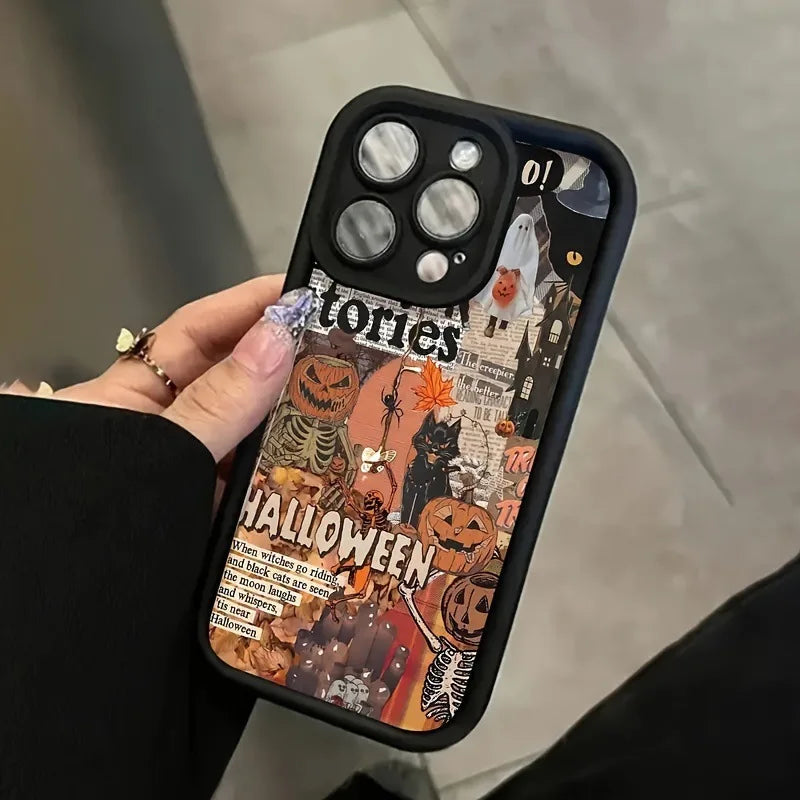 Halloween Pumpkin Pattern Waterproof Drop Scratch Resistant Phone Case Fully Covered Fingerprint Shockproof for iPhone 17 Pro