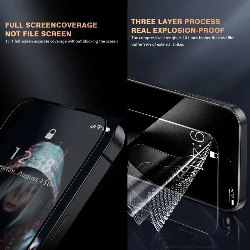 3Pcs Privacy Screen Protector for IPhone 16 12 13 14 15 Pro Max Mini Full Cover Anti-spy Glass for IPhone 11 XR X XS MAX 8 Plus