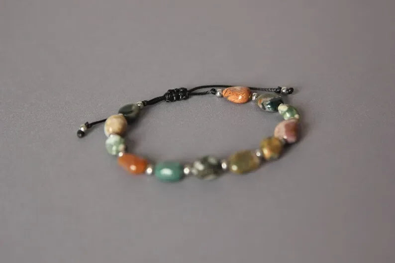 Ocean Jasper Crystal Pisces Gift Stacking Hand Ocean Jasper Jewelry Natural Stone Bracelet